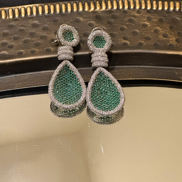 Ava American Diamond Earrings Green - The Pashm