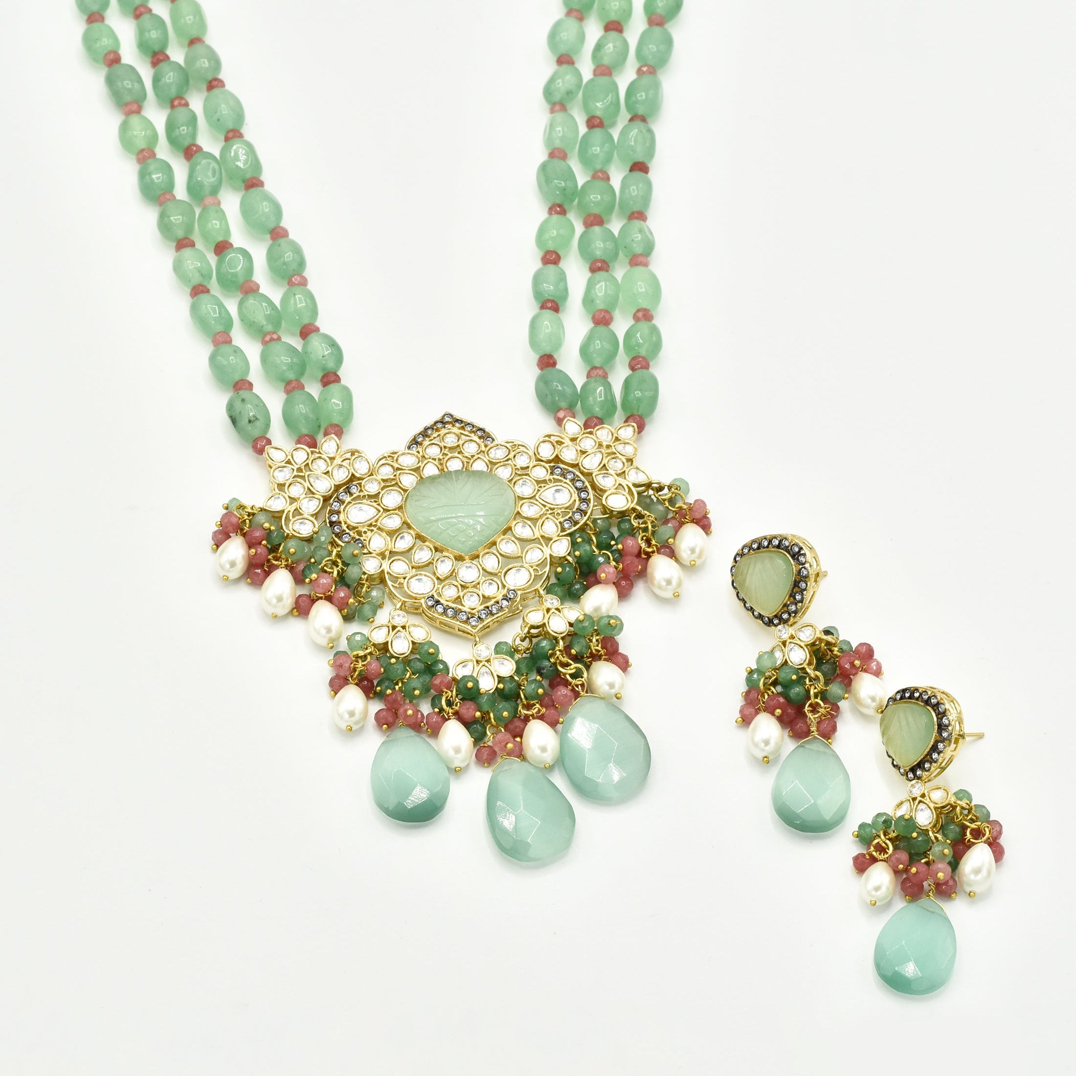 Sehree Mint Polki Necklace Set - The Pashm