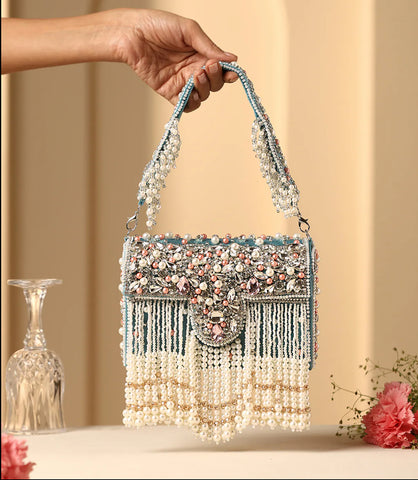 Pearl Boxed Flap Clutch