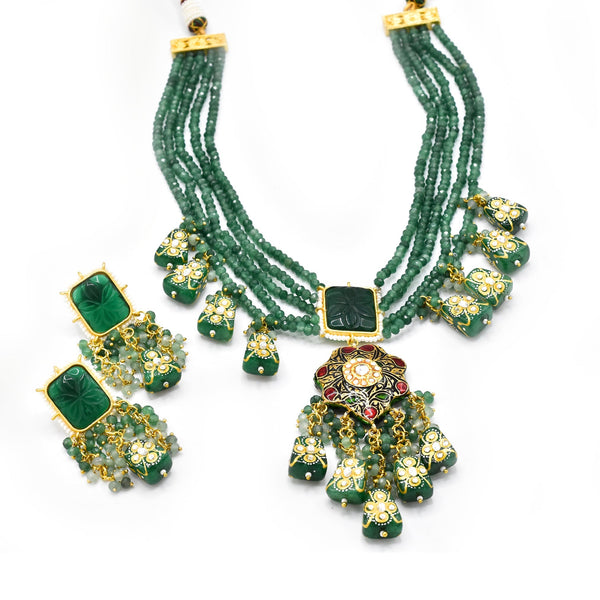 Ziha Layered Necklace Set Green - The Pashm