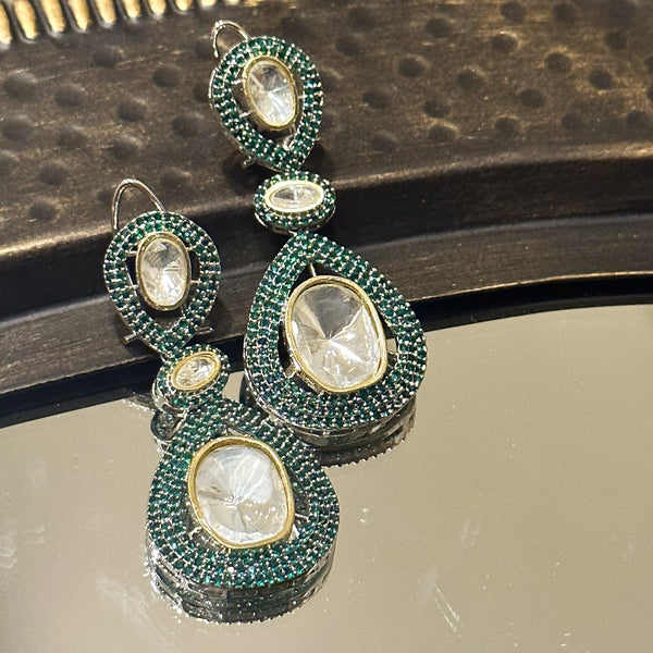 Leasha Moissanite Studded Earrings Green - The Pashm