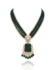 Renia Mint Carved Stone Pendant Set - The Pashm