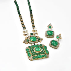 Rhea Stone Encrusted Necklace Green - The Pashm