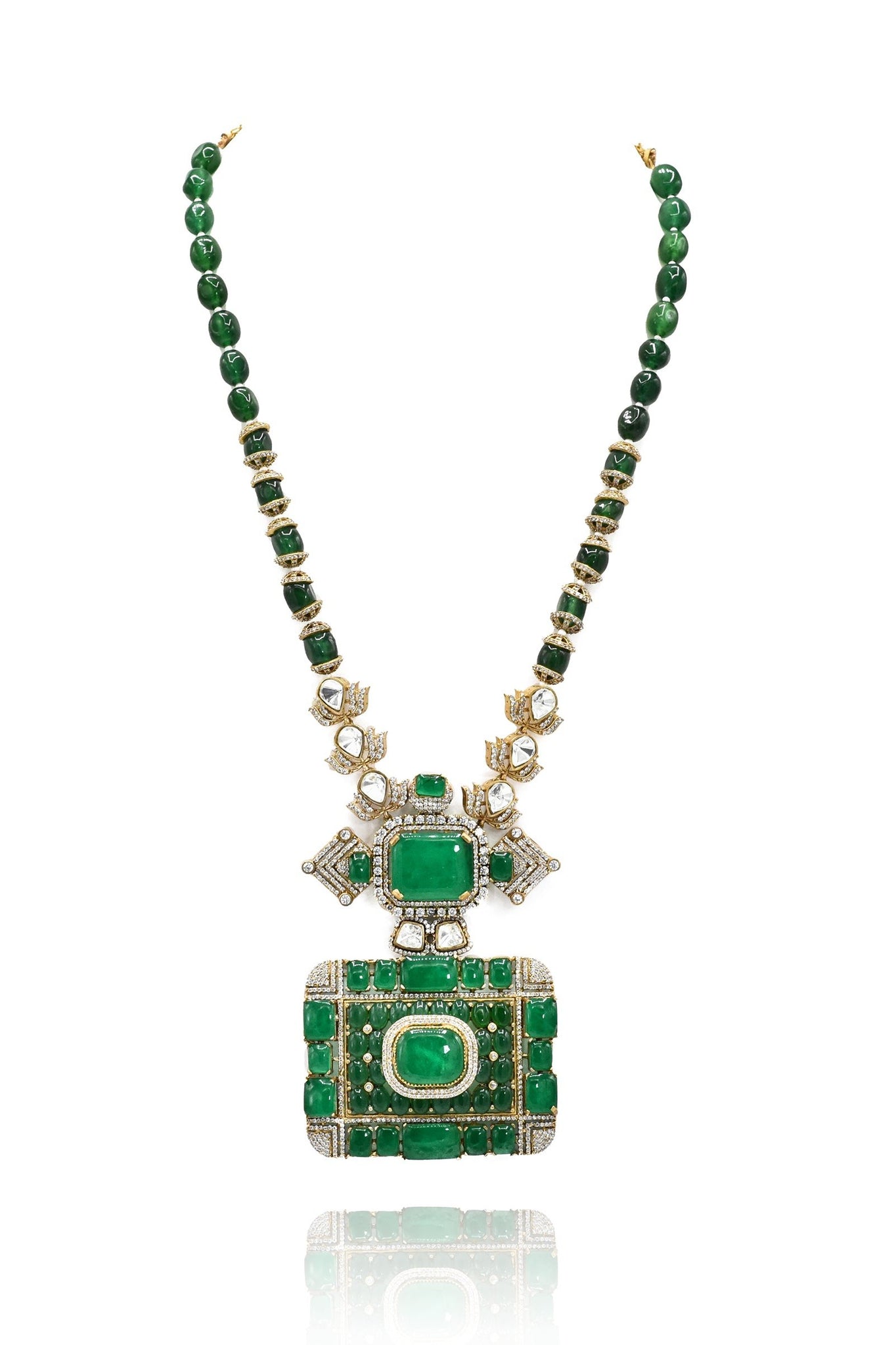 Rhea Stone Encrusted Necklace Green - The Pashm