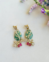Novika Stone Designer Earrings Green - The pashm