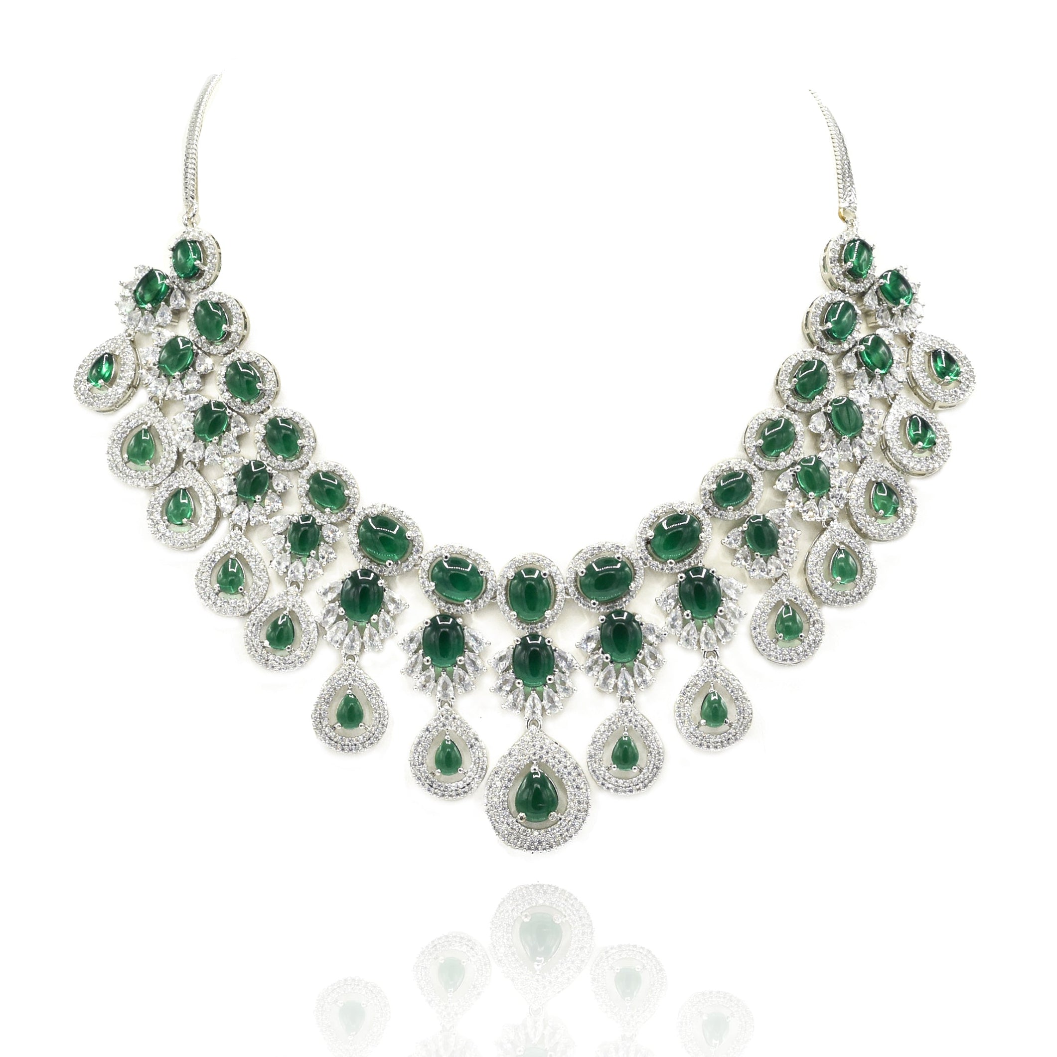 Mita Emerald Green Statement Necklace Set - The Pashm
