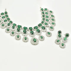 Mita Emerald Green Statement Necklace Set - The Pashm