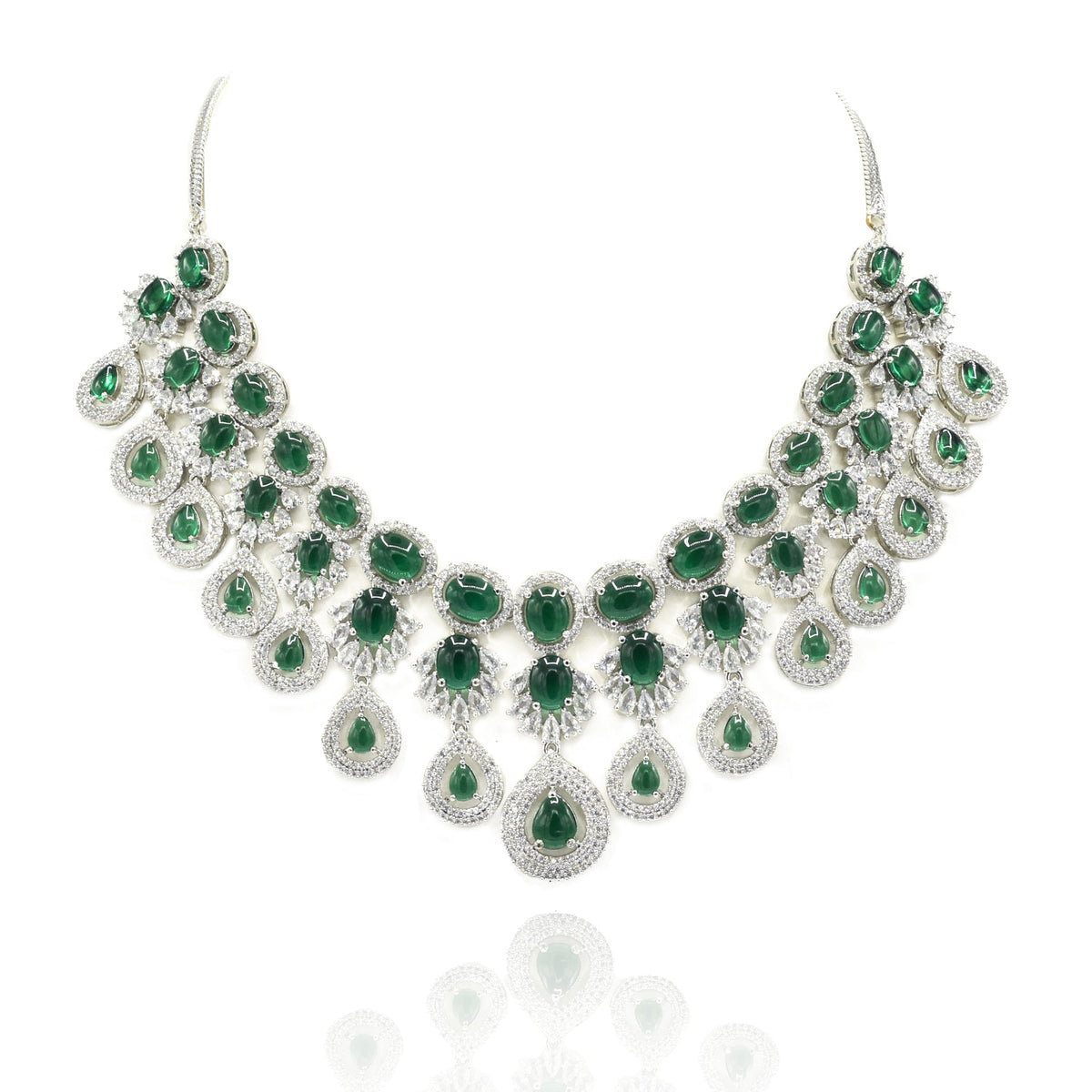Mita Emerald Green Statement Necklace Set - The Pashm