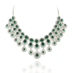 Mita Emerald Green Statement Necklace Set - The Pashm
