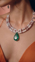 Zuena Emerald Drop Hasli Necklace Set