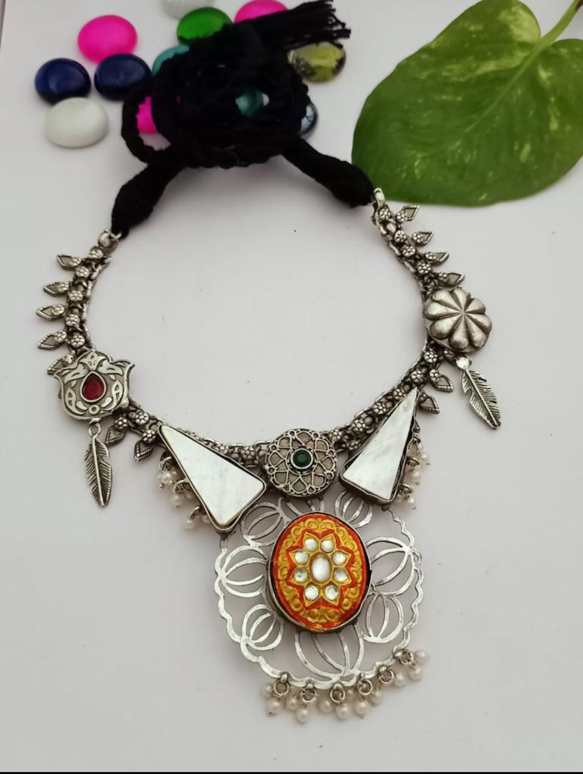 Smriti Fusion Antique Silver Set - The Pashm