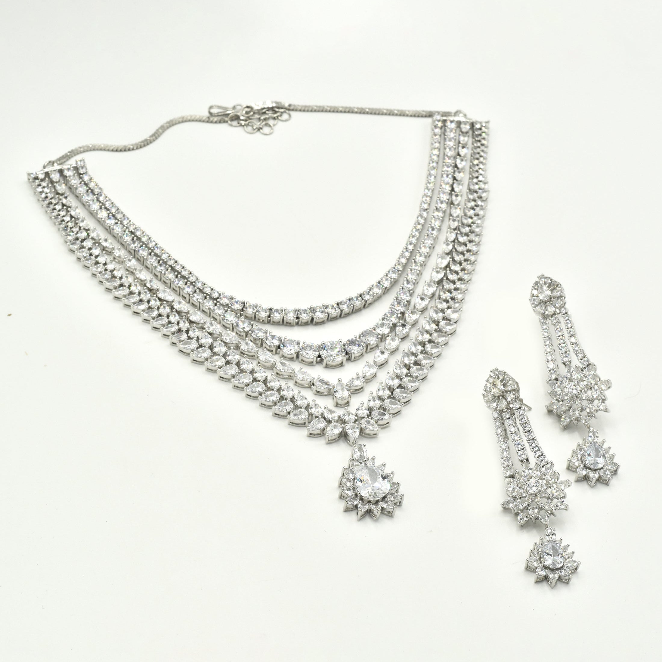 Indiana Four-layer American Diamond necklace set - The pashm