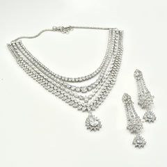 Indiana Four-layer American Diamond necklace set - The pashm