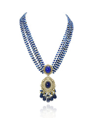 Simakshi Blue Beaded Antique Pendant Set - The Pashm