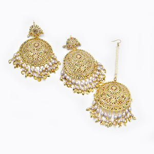 Simran Jadau Earrings Tikka Set - The Pashm