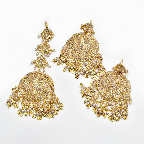Mahseen Jadau Earrings Tikka Set Pearl - The Pashm