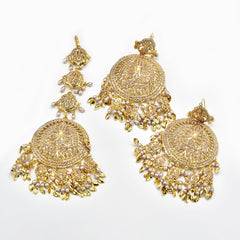 Mahseen Jadau Earrings Tikka Set Pearl - The Pashm