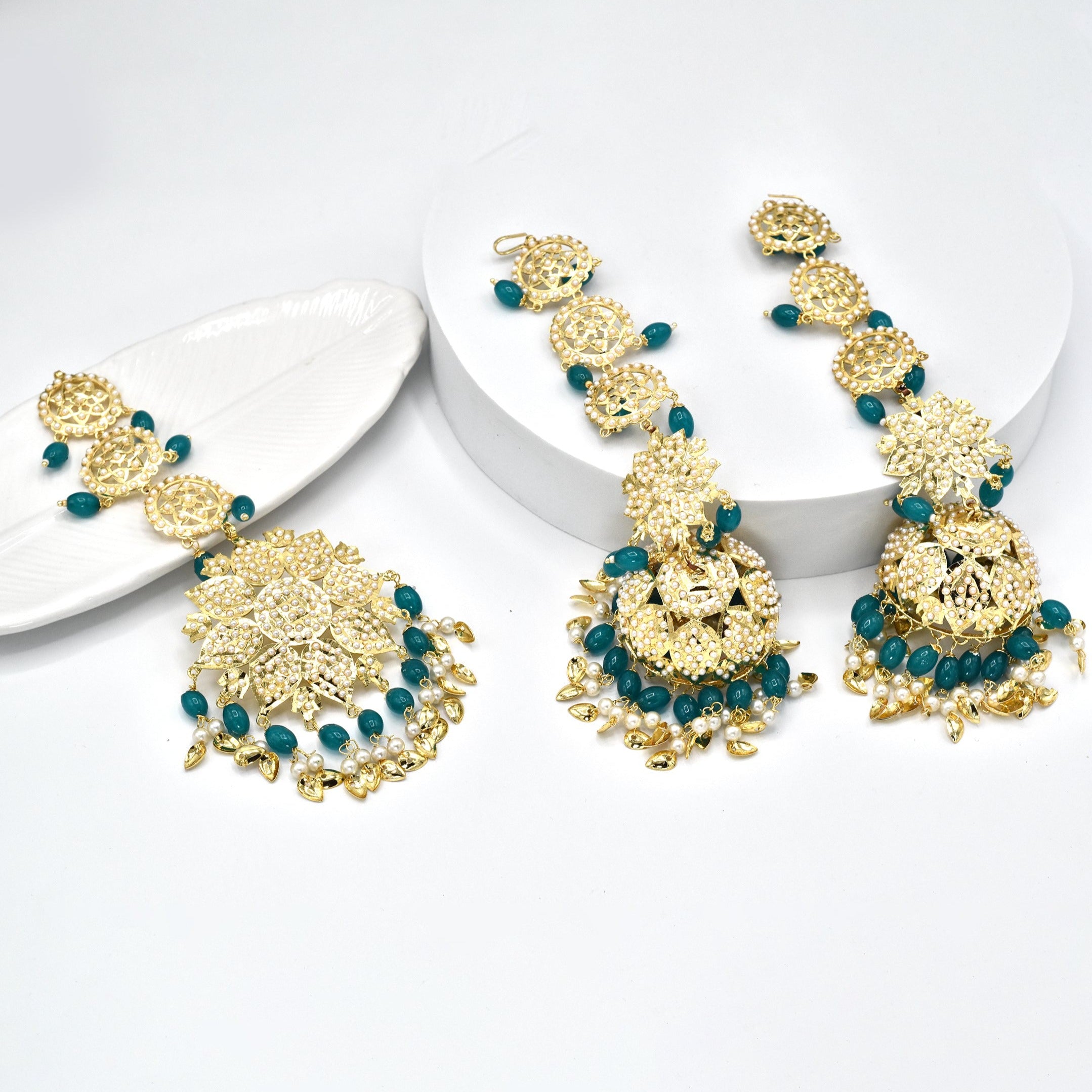 Hadiya Jadau Earrings Turquoise - The Pashm