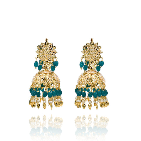 Hadiya Jadau Earrings Turquoise - The Pashm