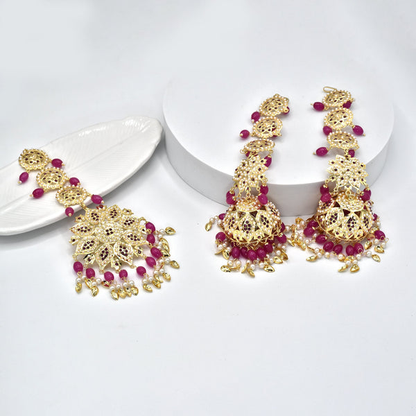 Hadiya Jadau Earrings Pink - The Pashm