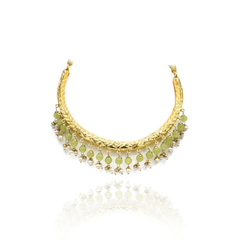 Taaj Hasli Necklace Set Lime Green - The Pashm