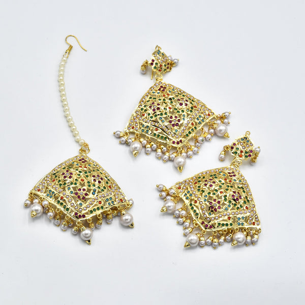 Anisah Jadau Earrings - Multicolor - The Pashm