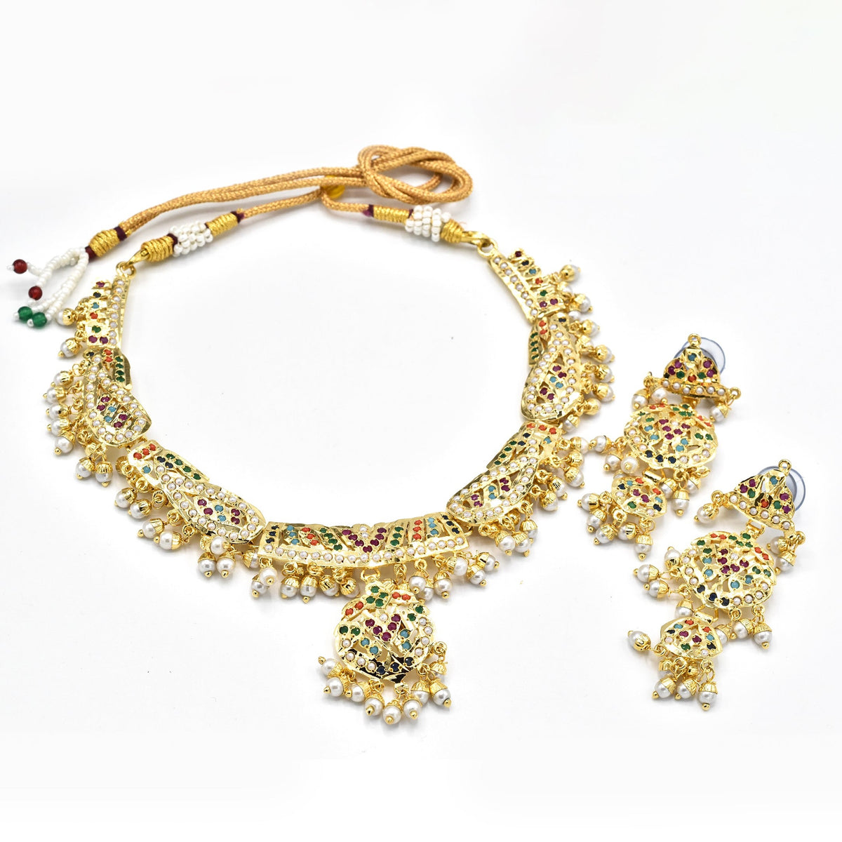 Rabia Jadau Necklace Set Multicolor - The Pashm
