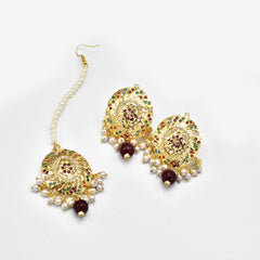 Saanvi Jadau Earrings Tikka Set - The Pashm