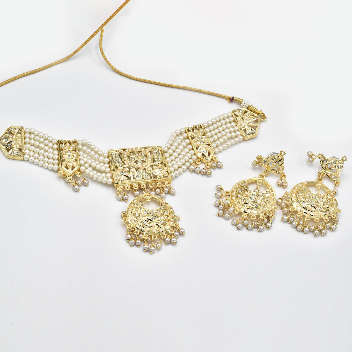 Zehna Jadau Choker Set - Pearl - The Pashm