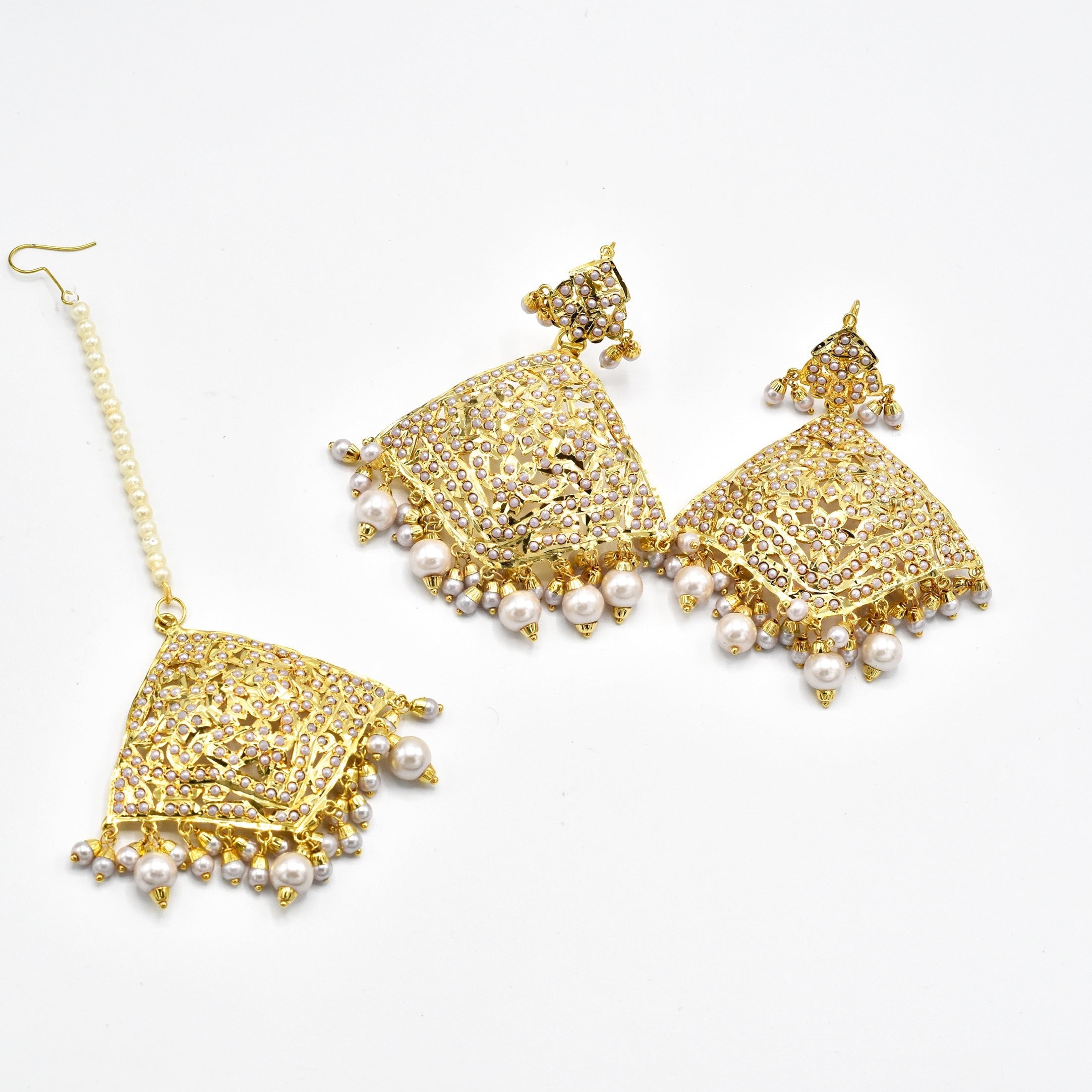 Anisah Jadau Earrings Pearl - The Pashm