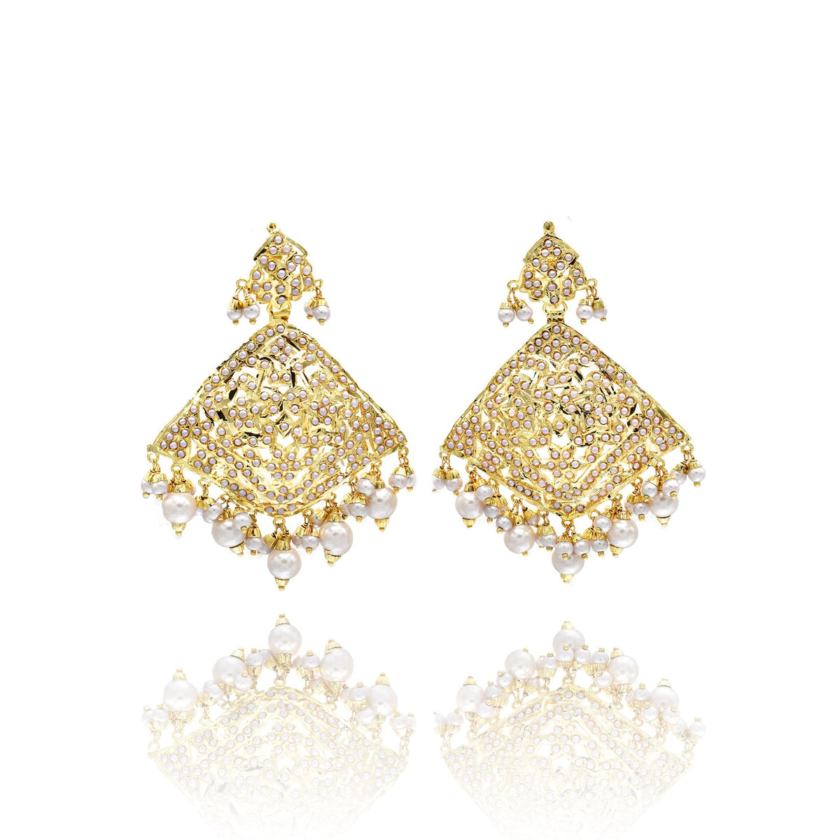 Anisah Jadau Earrings Pearl - The Pashm