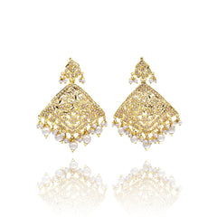 Anisah Jadau Earrings Pearl - The Pashm