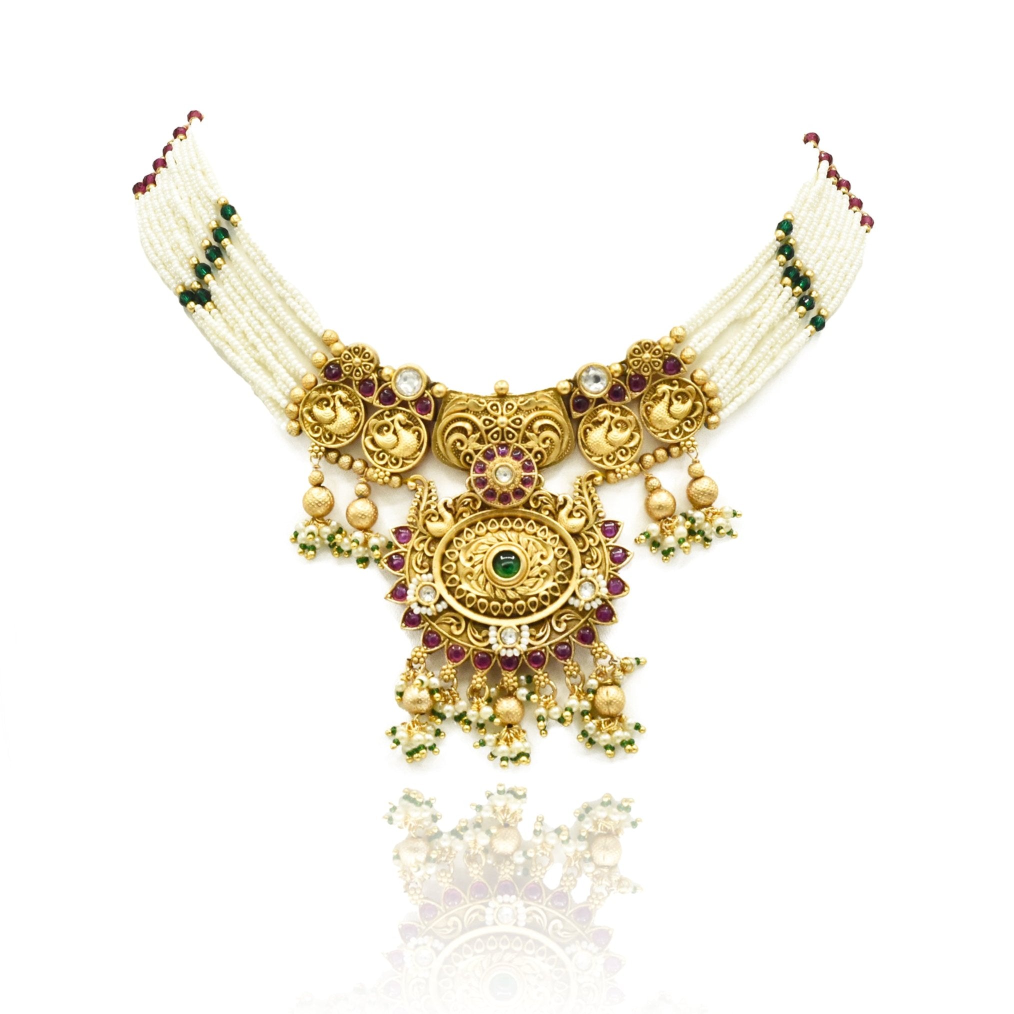 Arham Gold Swan Necklace Set - The Pashm