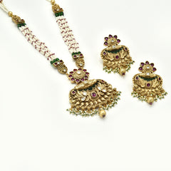 Jaanki Antique Gold Flower Necklace Set - The Pashm