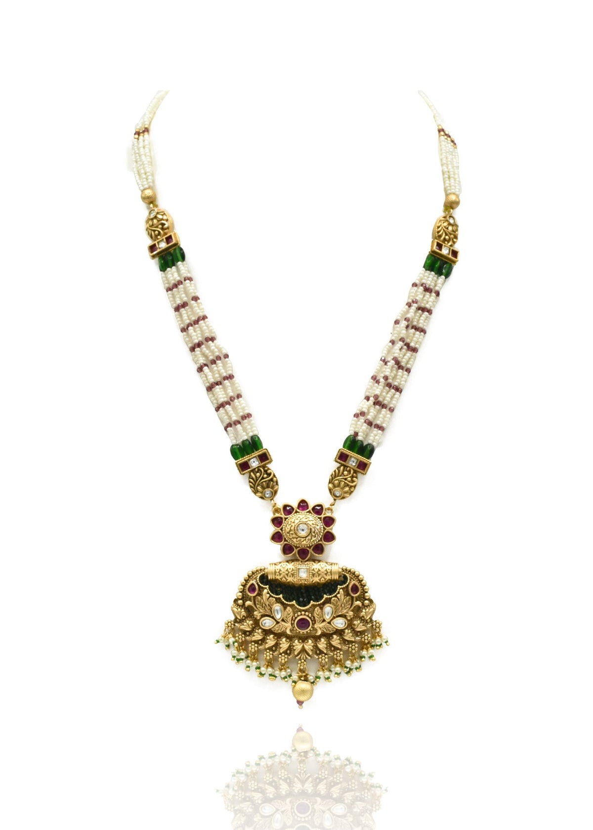 Jaanki Antique Gold Flower Necklace Set - The Pashm