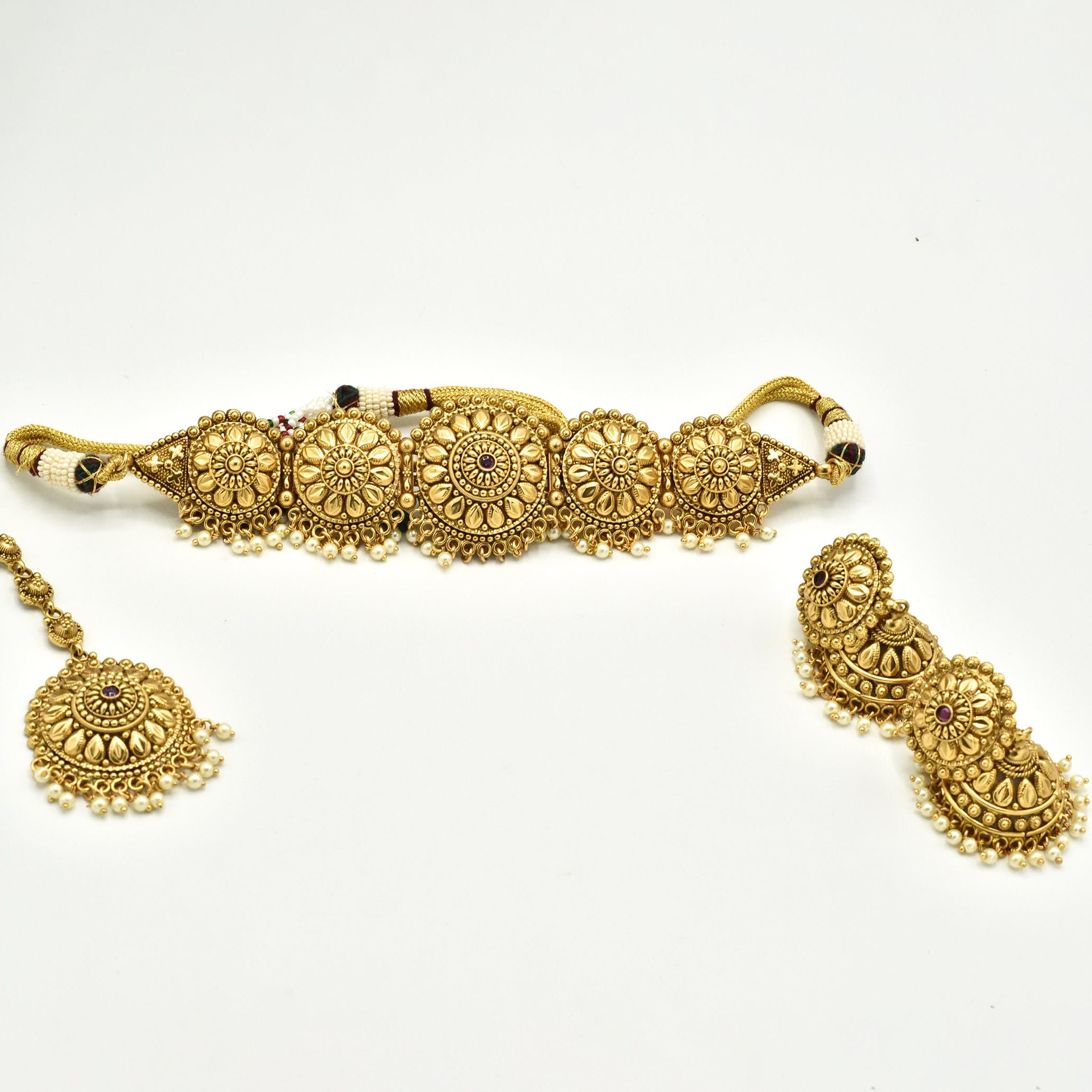 Rajsi Antique Temple Gold Disc Choker - The Pashm