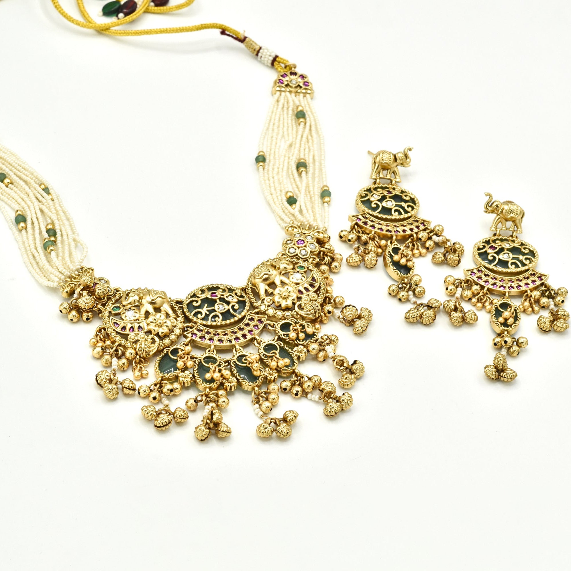 Avisha Temple Green Stone Necklace - The Pashm