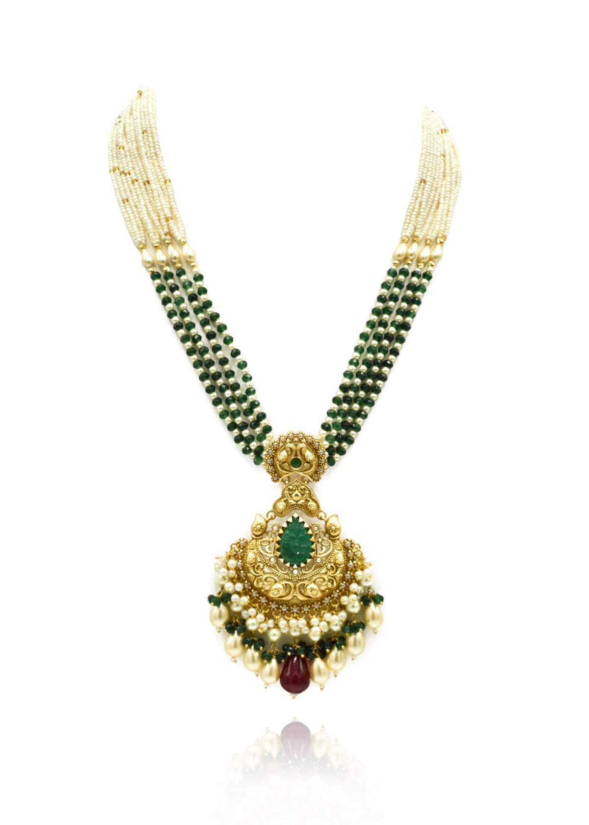 Aasha Antique Gold Pendant Set - The Pashm