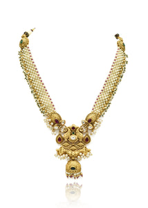 Chavvi Antique Gold Pearl Knit Pendant Set - The Pashm