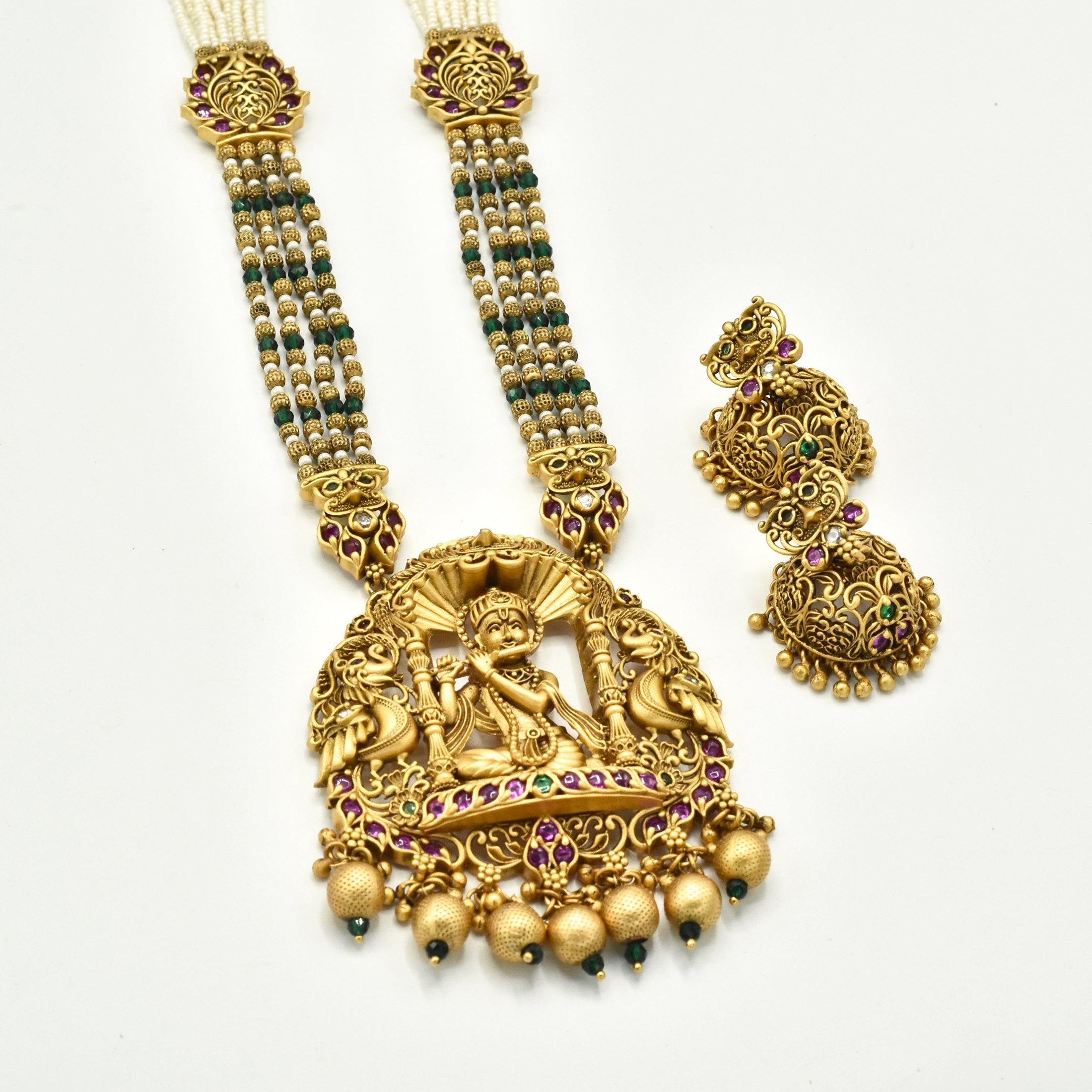 Krishna Antique Gold Pendant Set - The Pashm