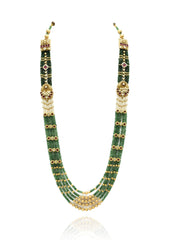 Ananika Antique Gold Motif Layered Green Necklace - The Pashm