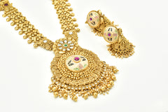 Amba Gold Meenakari Long Necklace Set - The pashm