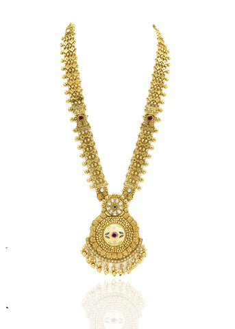 Amba Gold Meenakari Long Necklace Set - The pashm