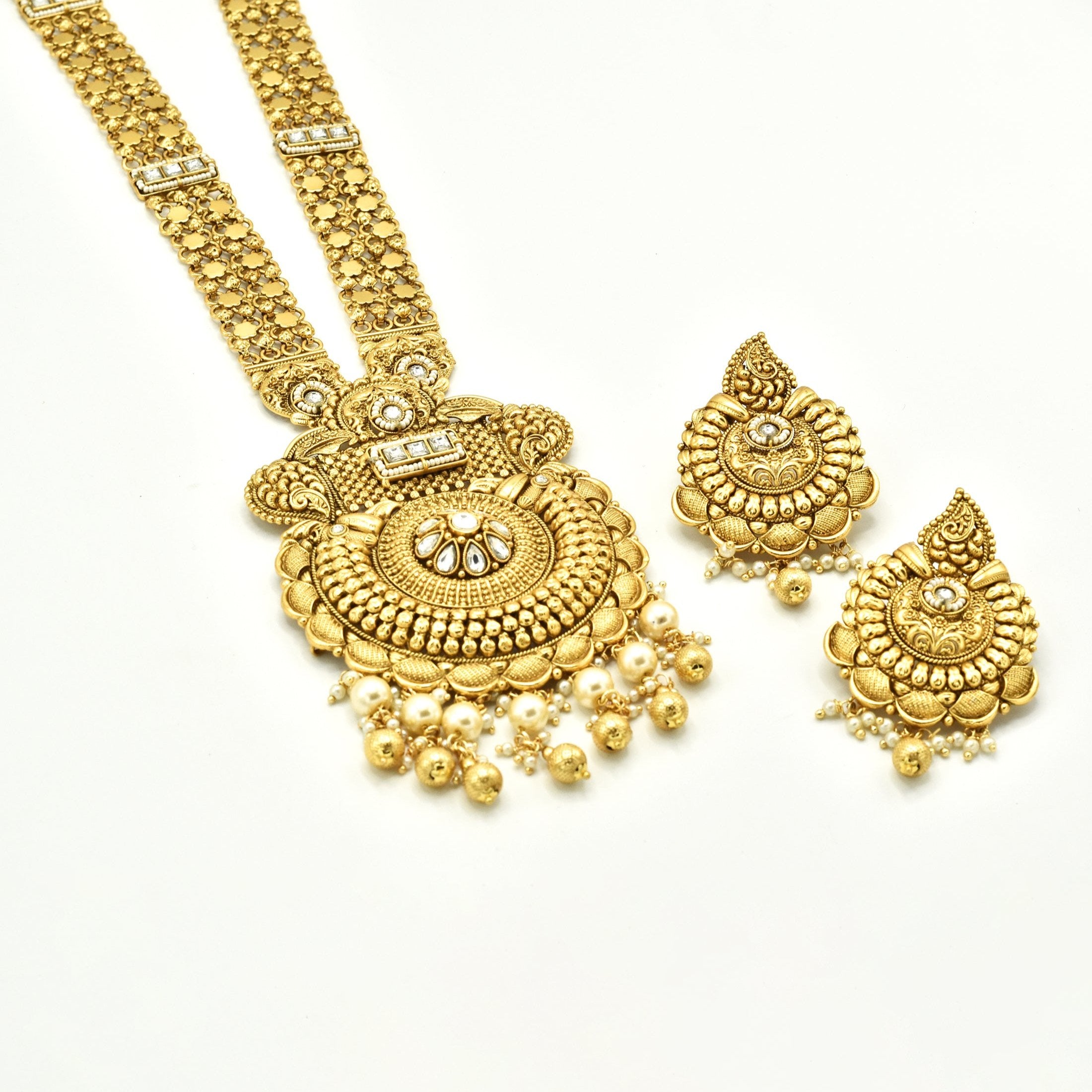 Swathi Gold Long Necklace Set - The Pashm