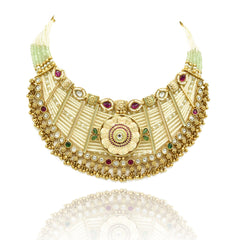 Rabiah Antique Gold Beaded Choker Set - The Pashm