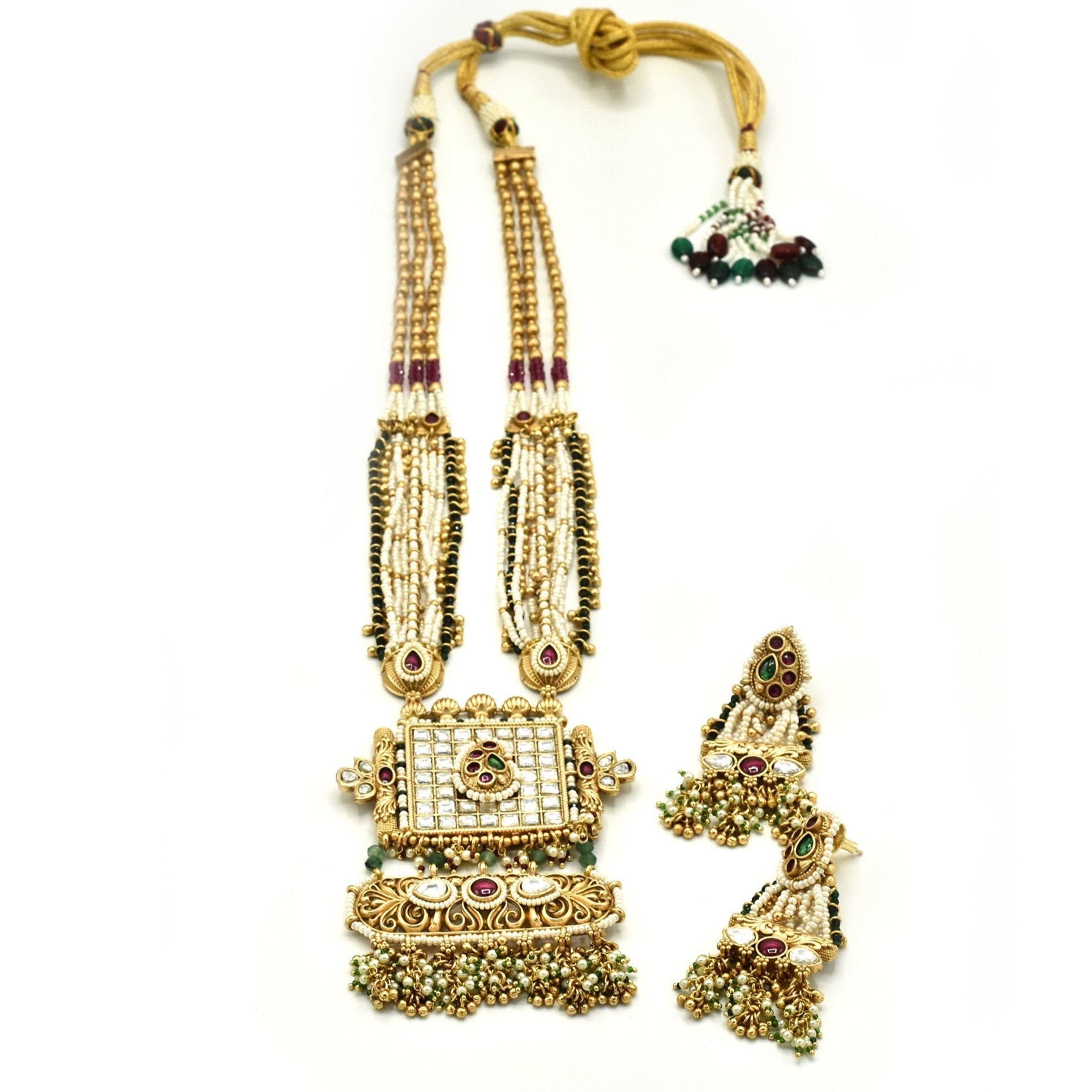 Pushpa Polki Square Pendant Set - The Pashm