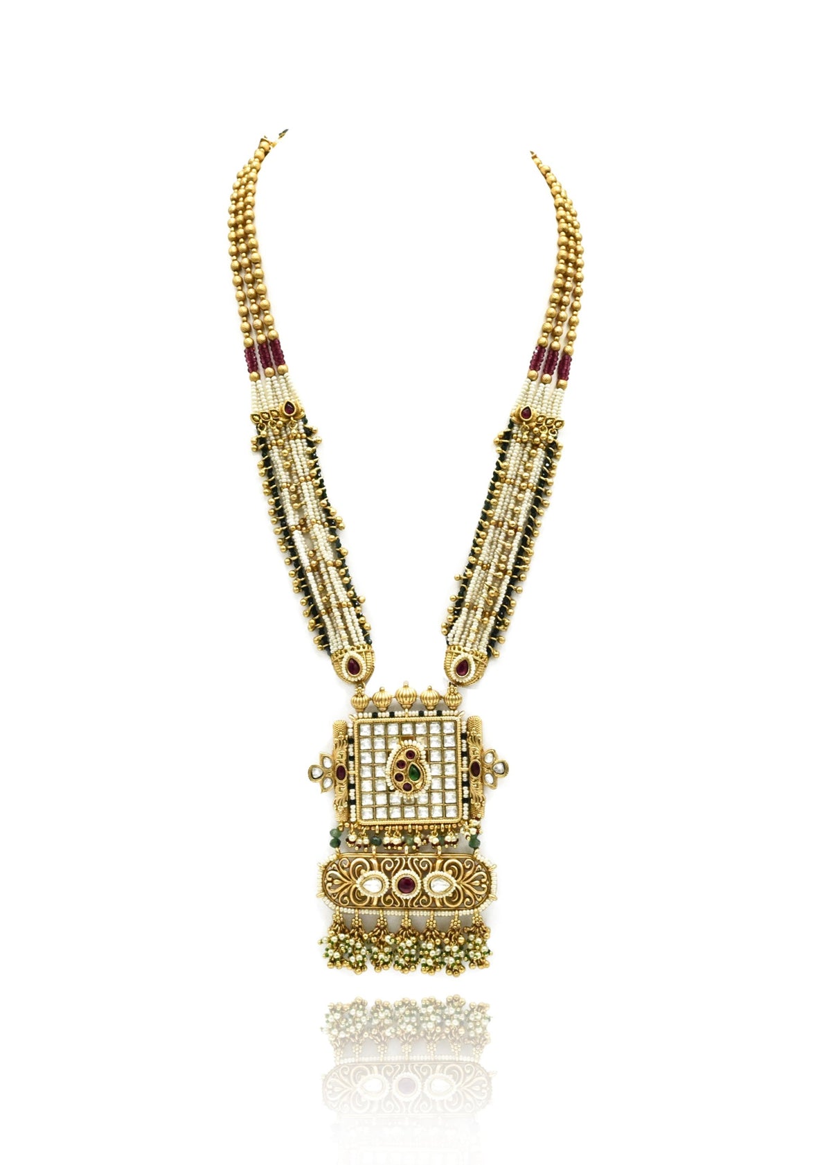 Pushpa Polki Square Pendant Set - The Pashm