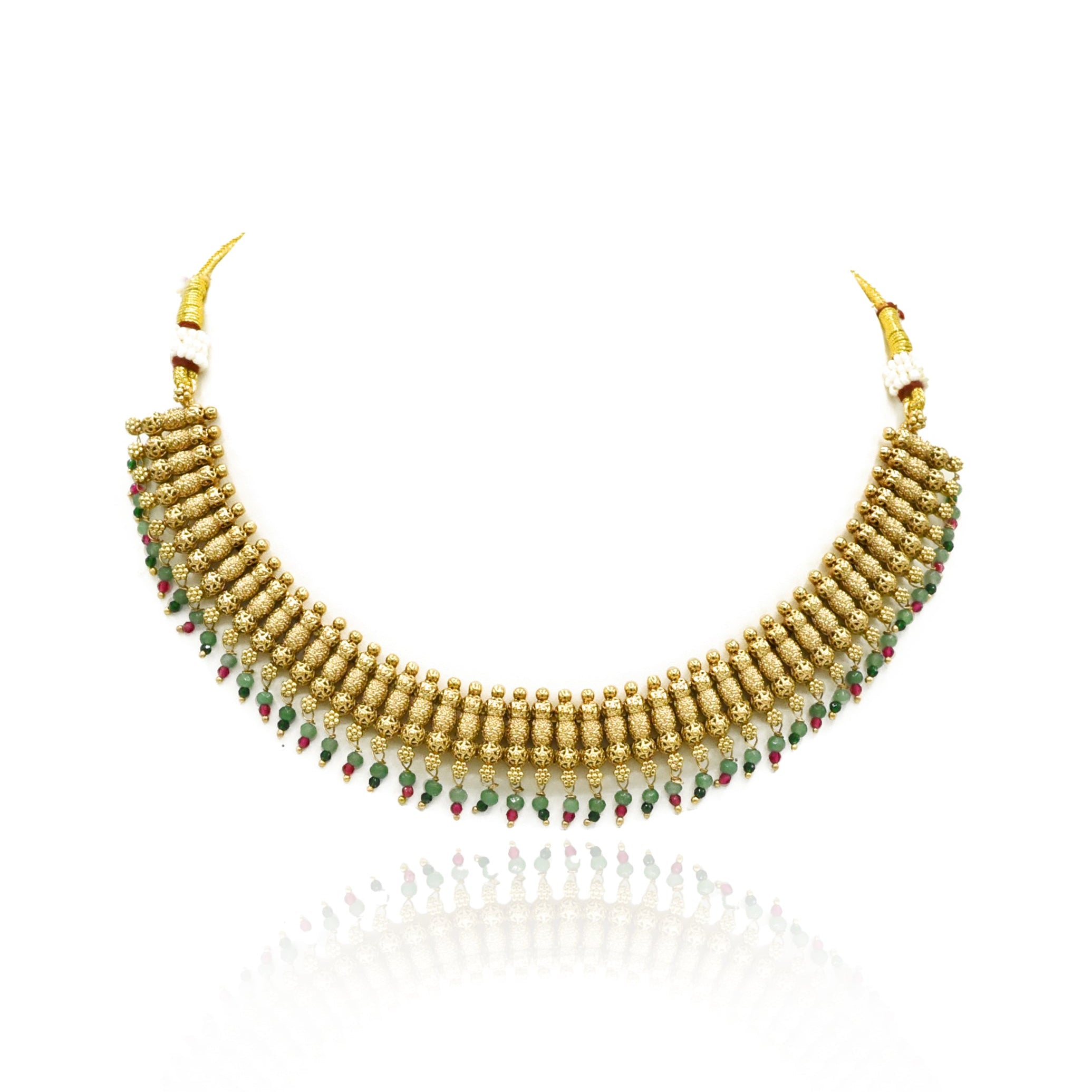 Aaradhya Antique Gold Beaded Temple Necklace - The Pashm