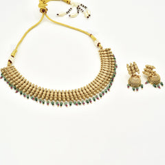 Aaradhya Antique Gold Beaded Temple Necklace - The Pashm