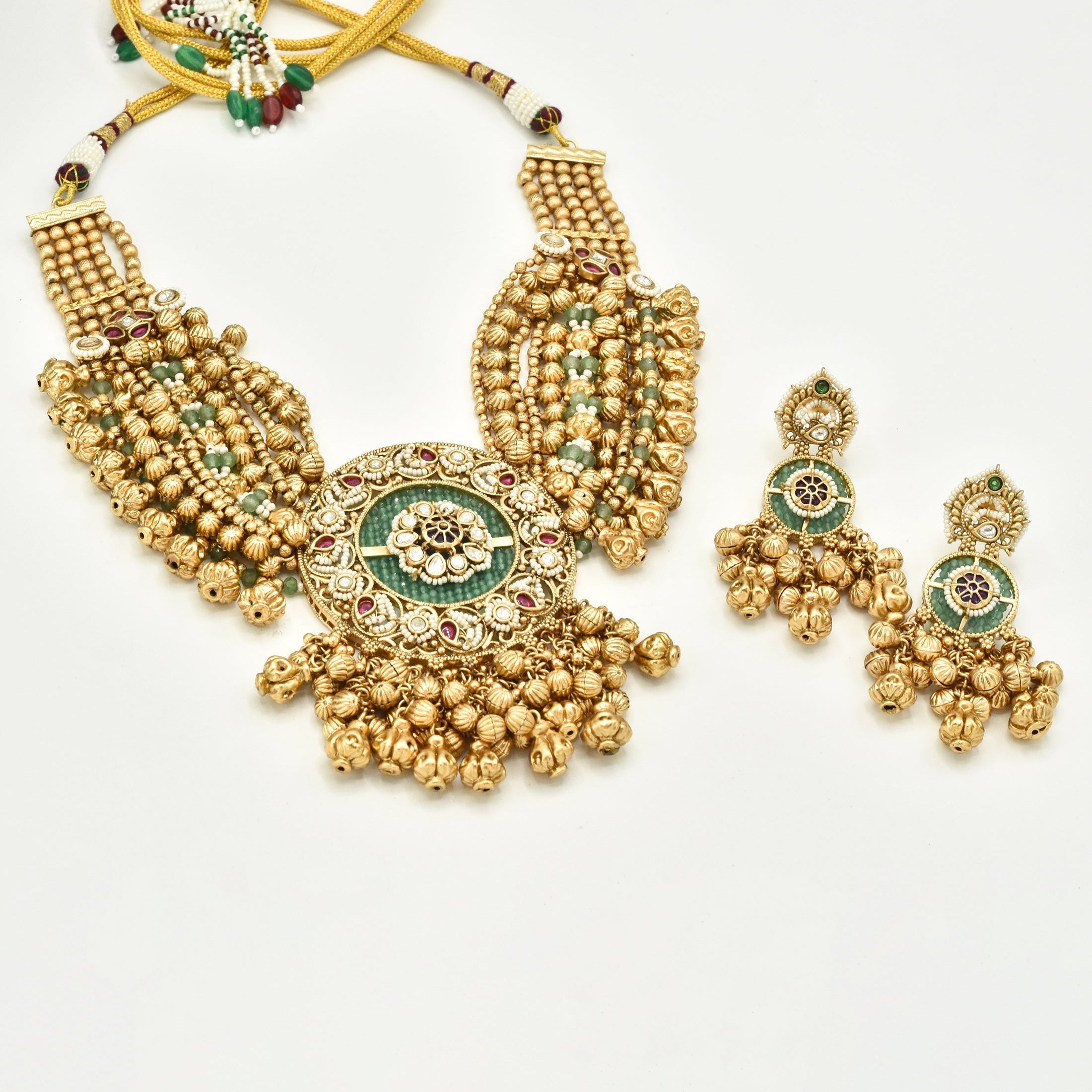 Vasudha Temple Gold Beaded Statement Necklace - The Pashm